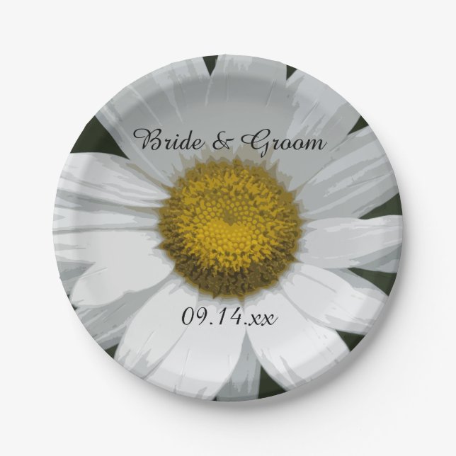 White Daisy Petals Wedding Pappteller (Vorderseite)