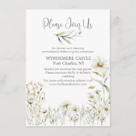 White Daisy QR Code Wedding Begleitkarte