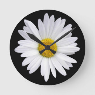 white daisy runde wanduhr