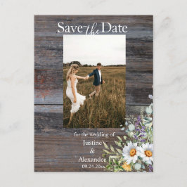 White Daisy Save the Date Foto Postkarte