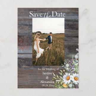 White Daisy Save the Date Foto Postkarte