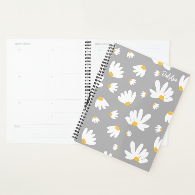 White Daisy Themed Undated Monthly Planner Book Planer (Anzeige)