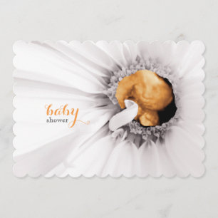 White Daisy Ultrasound Baby Dusche laden Einladung