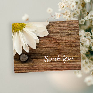 White Daisy und Barn Wood Country Danke Postkarte