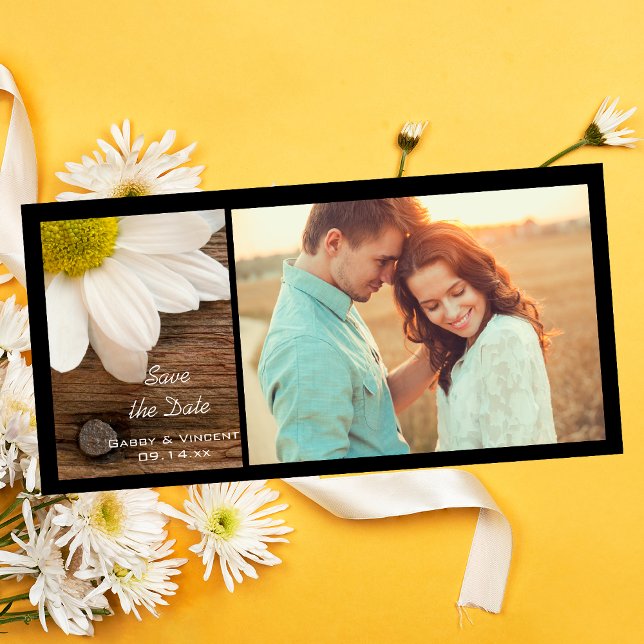 White Daisy und Barn Wood Wedding retten das Datum Save The Date (Von Creator hochgeladen)