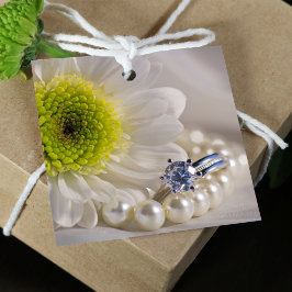 White Daisy und Diamond Ring Wedding Geschenkanhänger