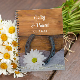 White Daisy und Horseshoe Country Western Wedding Notizblock