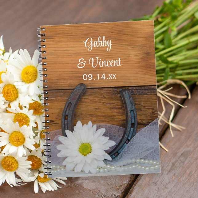 White Daisy und Horseshoe Country Western Wedding Notizblock (Von Creator hochgeladen)