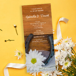 White Daisy und Horseshoe Western Wedding Einladung