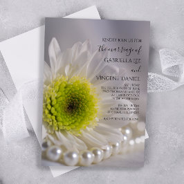 White Daisy und Pearls Wedding Einladung
