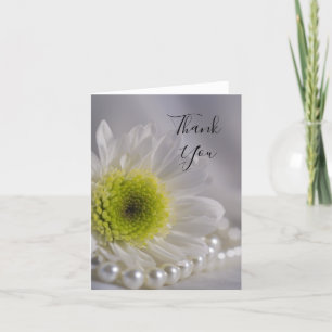 White Daisy und Pearls Wedding Vielen Dank Dankeskarte