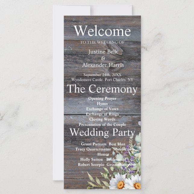 White Daisy Wedding Programm (Vorderseite)