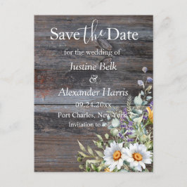 White Daisy Wedding Save the Date Postkarte