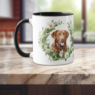White Daisy Wreath Chesapeake Bay Retriever Dog Tasse