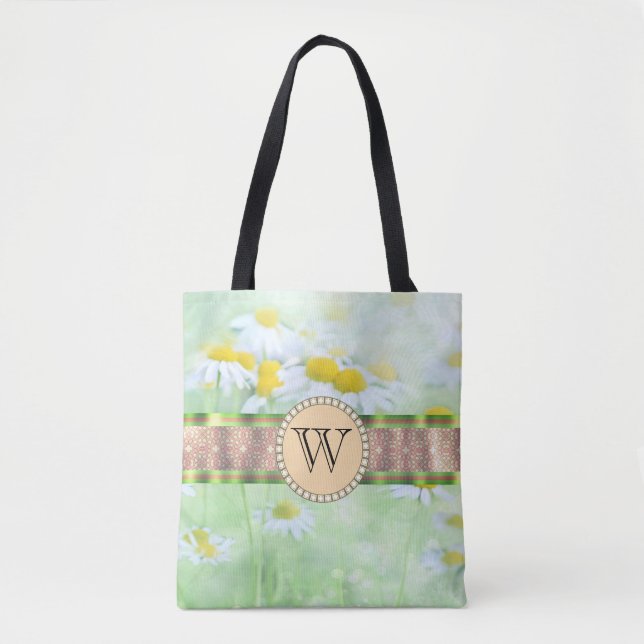 White Daisy's in Green Meadow Monogram (Vorderseite)