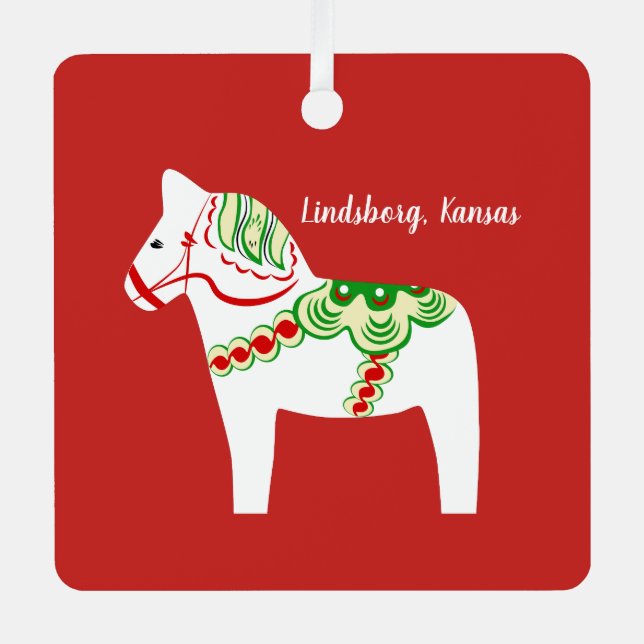 White Dala Horse Ornament (Vorderseite)