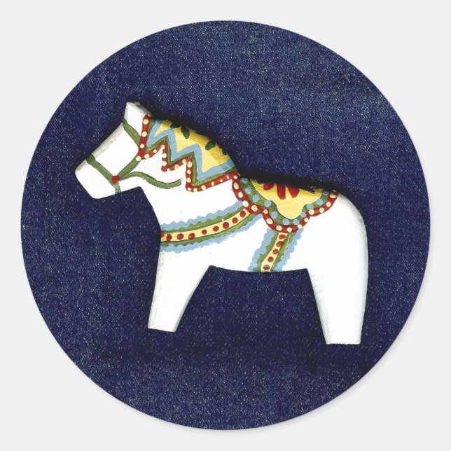 White Dala Horse Sticker (Vorderseite)