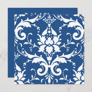 White Damask & Blue Background Brautparty Inv Einladung