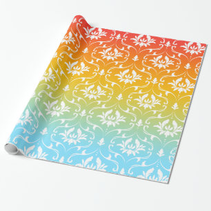 White Damask Colorful Ombre Geschenkpapier