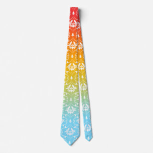 White Damask Colorful Ombre Krawatte
