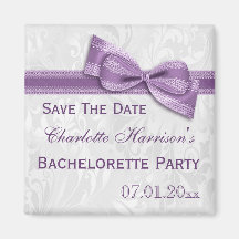 White Damask & Imitats Bow Bachelorette Save the D
