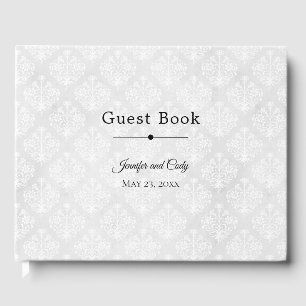 White Damask personalize Elegant Gästebuch
