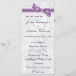 White Damask und Bow-Hochzeitsprogramm für Lila Im Programm