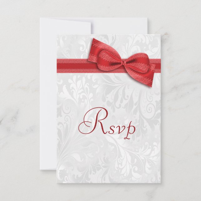 White Damask und Bow-UAWG für Imitate RSVP Karte (Vorderseite)