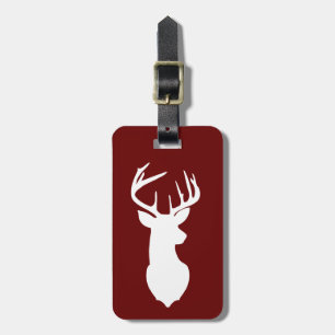 White Deer Buck Hunter Maroon Burgundy individuell Gepäckanhänger