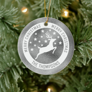 White Deer - Falsche Silber-Grau-Folie (Keine echt Keramik Ornament
