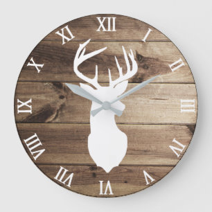 white deer silhouette wall clock große wanduhr