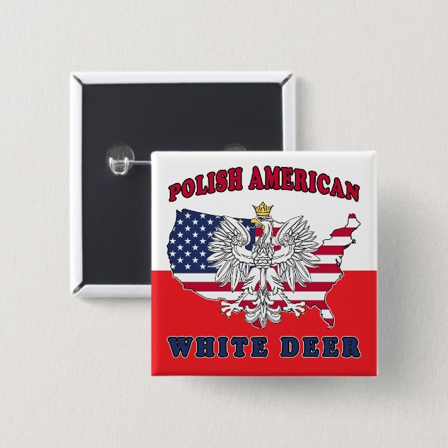 White Deer Texas Polnischer Amerikaner Button (Vorne & Hinten)
