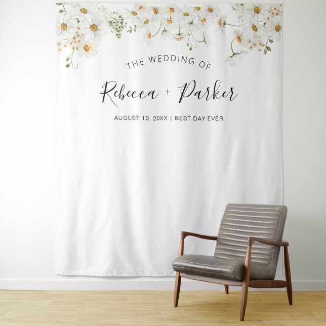 White delcate WEDDING Backdrop Foto Stand Wandteppich (Beispiel)