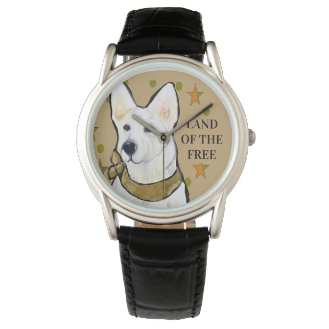 WHITE DEUTSCHE SHEPHERD ARMBANDUHR (Vorderseite)