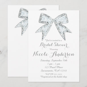 White Diamond Bling Bow Glam Brautparty Einladung