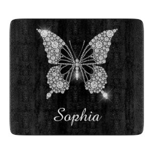 White Diamond Butterfly, DIY Script Name, Black Schneidebrett