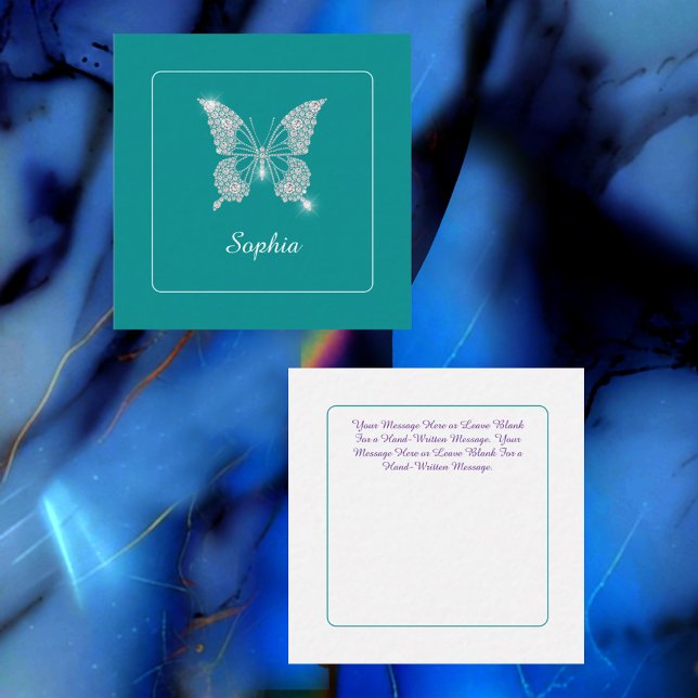 White Diamond Butterfly, Script Name, Deep Aquamar Begleitkarte (Von Creator hochgeladen)