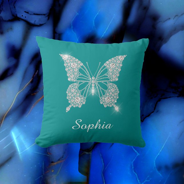 White Diamond Butterfly, Script Name, Deep Aquamar Kissen (Von Creator hochgeladen)