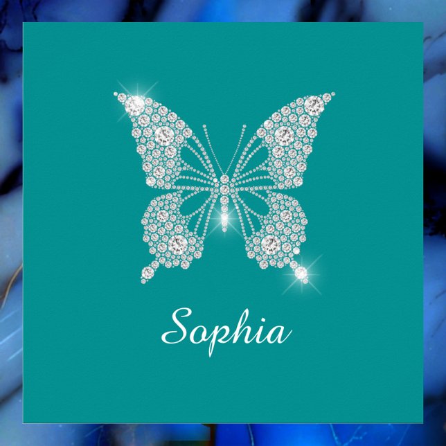 White Diamond Butterfly, Script Name, Deep Aquamar Poster (Von Creator hochgeladen)