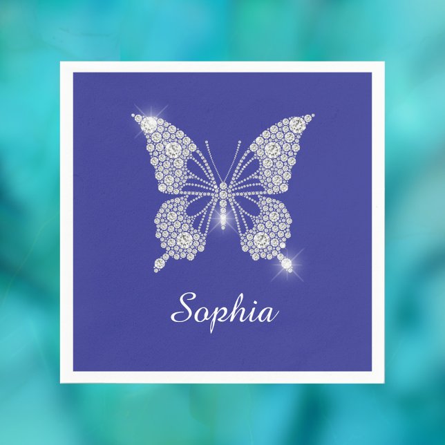 White Diamond Butterfly, Script Name, Deep Blue Serviette (Von Creator hochgeladen)