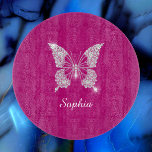 White Diamond Butterfly, Script Name, Deep Fuchsia Schneidebrett
