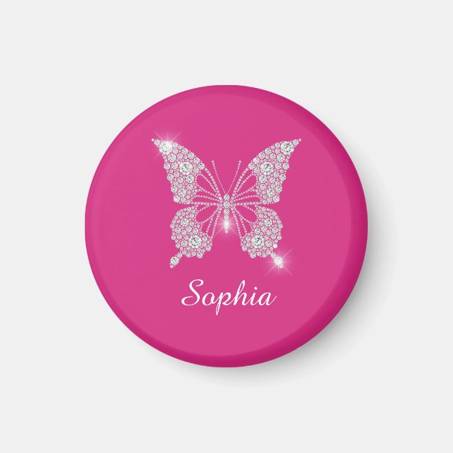 White Diamond Butterfly, Script Name, Fuchsia Magnet (Vorne)