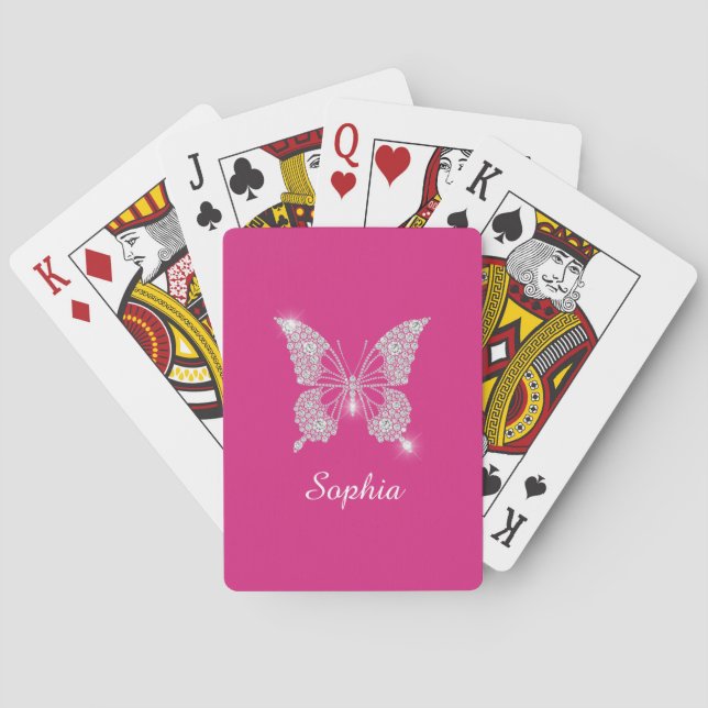 White Diamond Butterfly, Script Name, Fuchsia Spielkarten (Rückseite)