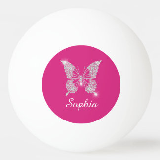 White Diamond Butterfly, Script Name, Fuchsia Tischtennisball