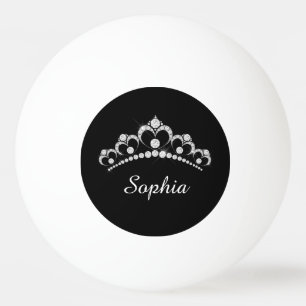 White Diamond Crown & Script Name, schwarz Tischtennisball