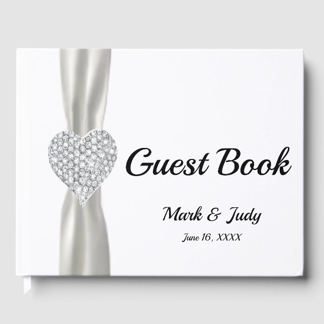 White Diamond Heart Wedbook Gästebuch (Vorderseite)