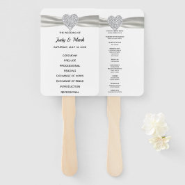 White Diamond Heart Wedding Program Fächer