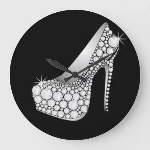 White Diamond High Heel Große Wanduhr