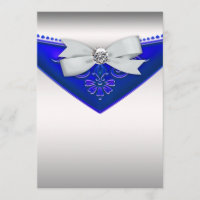 White Diamond Royal Blue Birthday Party Einladung