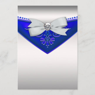White Diamond Royal Blue Birthday Party Einladung